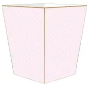 MARYE-KELLEY, 12" CHELSEA, LIGHT PINK WOODEN WASTEPAPER BASKET, GOLD TRIM, NEW