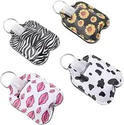 SEWOART 4pcs Perfume Bottle Set Hand Sanitiser Bottle with Clip Mini Cosmetic Carrier Travel Bottle Covers Portable Hand Lotions Gel Locket Keychain Travel Bottles Liquid Suitcase Leather