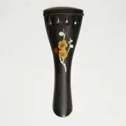 4/4 Violin Ebony Tailpiece Abalone Inlaid Flower Shell Conch Natural Wood Black