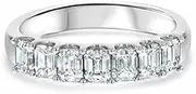 [HEARTS AND YOU] 5ct Emerald Cut Moissanite Iced Half Eternity Wedding Band White Gold Plated