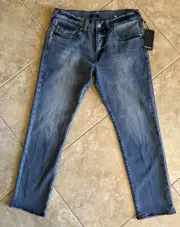 NWT True Religion Jeans GENO Relaxed Slim Mens 36 X 32 Big T Flap Light Chilly