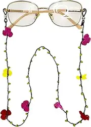 [Generic] Colorful Handmade flowering Eyeglass Chain, Glasses Chains for Women, Beaded, flowering and cotton thread Glasses Chain, Handmade Chain for Glasses, Crochet Eyeglass Chain, Eye Jewelry