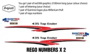 Quintrex 435 Top End graphics (2100mm) bundle incuding rego numbers and logos