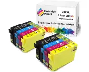 8 Pack (2BK,2C,2M,2Y) Compatible Ink for Epson 702XL for Epson Workforce Pro WF-3720 Workforce Pro WF-3725 Workforce Pro WF-3730