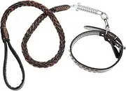 WEKAMOS 1Set Pet Walking Leash and Collar for Large and Medium Dogs Leather Design with Comfortable Grip Durable Spring Rope for Outdoor Training and Walking Activities