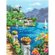 DIY Printed Tapestry Kit "Corfu", size 14.2x18.5 in / 36x47 cm, Brvsk