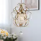 Small Crystal Chandelier, Gold Retro Crystal Pendant Chandelier, 1-Light Pendant