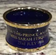 NIB STAFFORDSHIRE ENAMEL CLARIDGE NAPKIN RING HRH PRINCE ANDREW N SARAH 1986