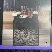 Halloween Black Lace Ghoulish Table Runner Centerpiece 14x72 New