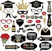 Happy Graduation 2025 Photo Booth Props 35pcs Funny Large Graduation Photo Props Class of 2025 Grad Decor with Sticks for Kids Boy Girl Women Men Graduation Party Favors Supplies Decorations