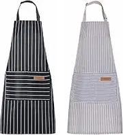 Apron, Adjustable 2 Pack Bib Aprons with 2 Pockets Cooking Kitchen Aprons for Men Women BBQ Outdoors Baking Chef Apron