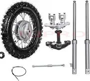 YC Yier 10" Front Wheel Kit 2.5-10 Tire Rim with 12mm Bearing & Front Forks Suspension Shocks & Triple Tree Clamp & Axle Brake Cable for CRF50 XR50 TTR50 PW50 SSR 70cc 90cc 110cc Pit Bike Drum Brake