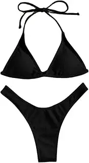 Wzmzjy Women's Triangle Bikini Set, Polyester Swimsuit for Club, Travel, Party, Spas