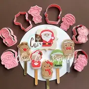 Elf, Santa, Reindeer Cookie Cutter With Embosser Stamp Set / Christmas Cutters