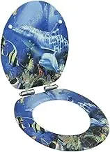 WC Toilet Seat with Soft Close Lid MDF Dolphins Design Hardware Accessories