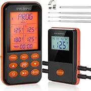 Inkbird IRF-4S Wireless Remote Meat Thermometer for Smoker, 1500ft Waterproof Digital Cooking Food Oven Grill Thermometer with Timer, Alarm, Rechargeable Battery, 4 Probes for BBQ Thermometer