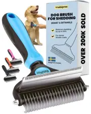Dog Brush for Shedding - 2 in 1 Undercoat Rake Deshedding Tool for Medium to ...