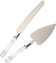 LAPYAPPE 2-Piece Cake Serving Set Rustic Knife Spatula for Wedding Birthday Anniversary Elegant Party Supplies