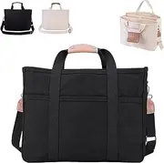 [ikoopetu] Moonelo Everything Bag,Moonelo Everything Tote Bag,Multi Pocket Canvas Tote Bag, Everything Tote Bag with Compartments (Black,One Size)