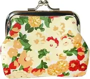 [Adam Victor] Flowers Pattern Coin Purse- Mini Clasp Pouch Key Bags Money Bag/Wallet, Flower Bag Gifts for Girls Kids Purses Wallets Party Favors, Yellow, Lovely