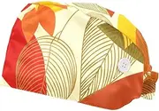 [FVQL] 2 Pcs Nurse Caps for Women, Reusable Surgical Cap Scrub Cap, Colorful Pattern Autumn Leaves