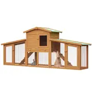 Advwin Rabbit Hutch Chicken Coop Large Run Cage Wooden Pet House Bunny Cage Pet Hutch Outdoor 204*35*85cm