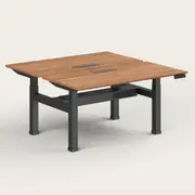 Recess Dual Sit-Stand Desk | Office Desk | Office Workstation | Standing Desk, No Screen / Walnut / Black