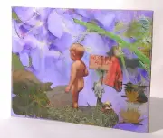 Fantasy Encaustic Photography Collage Texas Artist boy in the buff No Swimming