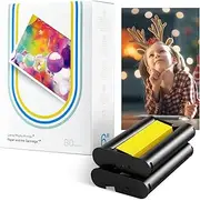 Liene - Pack of 80 Sheets Photo Paper & 2 Ribbons, 4" x 6" Photo Paper Photo Printer, 100 x 148 mm Photo Paper for Dye Sublimation Printing, Water/Oxidation Protection, for Album/Framing/Collage