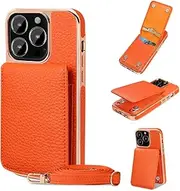Pink crossboby Leather Wallet Mobile Phone case for iPhone 13pro 14pro max 14 Plus Women Card Holder Phone Cover,Orange,for iPhone 14 promax