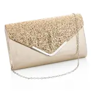 Nevenka Women Evening Envelope Clutch Prom Sequin Shoulder Cross Body Bag-Gold
