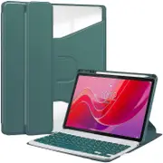 For Lenovo Tab M11 (Xiaoxin Pad 11 2024) Case PU+Acrylic Tablet Stand Cover with Bluetooth Keyboard Dark green Style E Lenovo Tab M11 (Xiaoxi