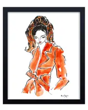 Ready2HangArt Girl In Sienna Trench Framed Print Wall Art