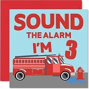 3rd Birthday Card Boy - Fire Engine - Happy Birthday Card 3 Year Old Boy, Boys Cards for Him, 145mm x 145mm Greeting Card for Son, Brother, Grandson, Nephew, Cousin, God Son, Third Birthday