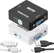 tunghey 2Pack HDMI to VGA Adapter, Mini Vga Adapter Box Steadily Convert Full HD Audio Video Below 1080P from HDMI to VGA, Support HDTV PC Laptop Monitor Computer Ma-c Projector