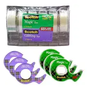 6 XL Scotch Tape Roll 3 Magic & 3 GiftWrap Adhesive Tape 28m Each with Dispenser