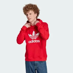 【adidas 愛迪達】TREFOIL HOODY 男款 紅 連帽上衣 長袖上衣 帽T 運動 三葉草 亞規(IM4497)