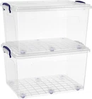 Storage Bins with Lids, Clear Plastic Containers for Organizing, Stackable Totes