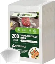 Vacuum Sealer Bags, 200 Quart BPA Free 8x12 Inch Vacuum Seal Bags for Food Saver, Seal a Meal, Weston. Heavy Duty Commercial Grade Vacuum Food Storage Bags for Sous Vide Freezer Vac Storage Meal Prep