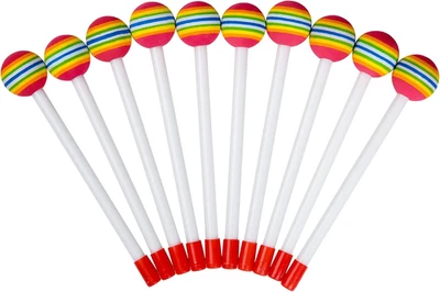 10 Pieces Drum Sticks for Kids, Rainbow Lollipop Drumsticks Soft Foam Head Be...