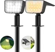 Solar Spot Lights Outdoor Motion Sensor: 2 Pack Solar Outdoor Lights IP67 Waterproof, 2 Colour Modes and 3 Lighting Modes Garden Solar Spotlights for Landscape Pathway Porch Yard Pool