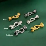 Sterling Silver Hook Eye Clasp with Beading Cord End Caps A5269