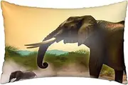Satin Pillowcase for Hair and Skin Silk Pillow Cases Queen Size Satin Pillow Cover 20x30 Inches Africa Elephant Pillowcases with Zipper Cooling Pillow Cases Gifts for Women Men