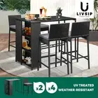 Livsip Outdoor Furniture Bar Table and Chairs Dining Chairs Wicker Patio Set