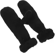 [JEWEDECO] 1 Pair Thickened Fleece Lined Winter Gloves for Outdoor Activities Comfortable Knit Mittens with Elastic Wrist Cuff Versatile Wear Resistant Gloves for Cold Weather Use