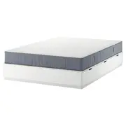 NORDLI bed frame with storage and mattress, white/Valevåg firm, Double