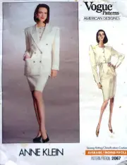 Vogue 2067 uncut Anne Klein pattern sz 6-8-10 80s jacket top high waist skirt