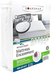 Guardmax Terry Cotton Crib Size Zippered Mattress Encasement - Waterproof & Bed Bug Proof Mattress Protector - Comfortable, Soft, and Noiseless Zippered Bedding - Dust Mite Proof (28 x 52 x 6)