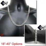 18-40"MEN Stainless Steel WIDE 9x4mm Silver Cuban Curb Chain Necklace Bracelet