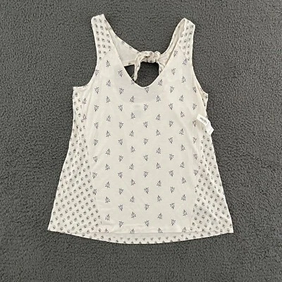 Old Navy Top Womens XS White Floral Sleeveless Tie Lightweight Rayon Casual Mom